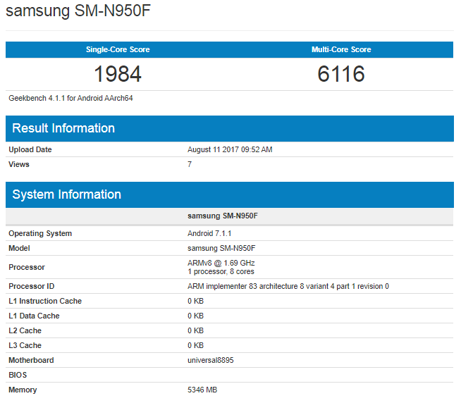 SM-N950F geekbench