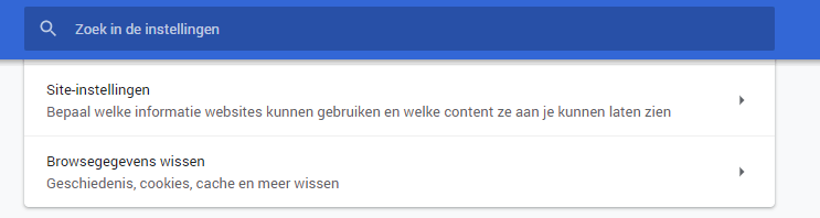 site-instellingen chrome